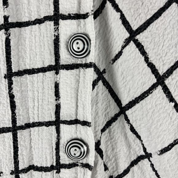 Ali Miles Tunic Top Womens 1X Windowpane Wired Collar Relaxed Artsy Lagenlook - Picture 4 of 14